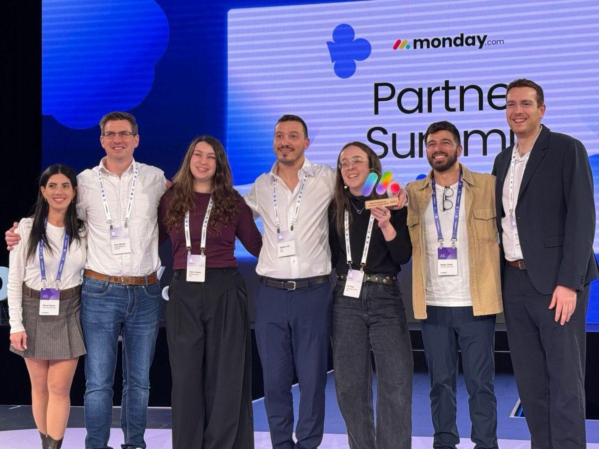 The Boost team receiving the Best Professional Services Partner award at the monday.com Partner Summit